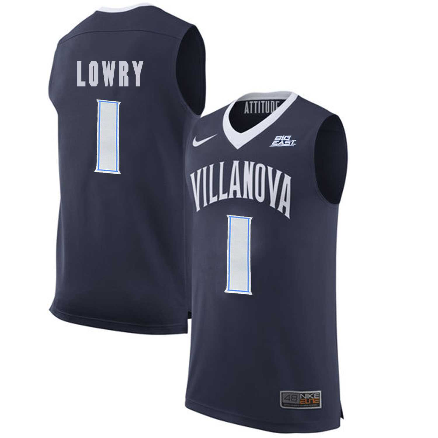 Villanova Wildcats 1 Kyle Lowry Navy College Basketball Elite Jersey Dzhi